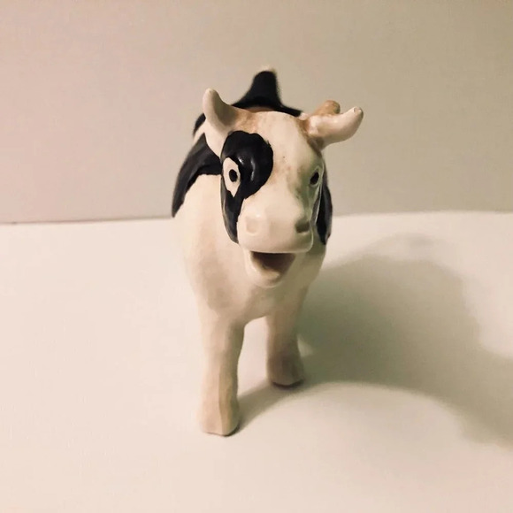 Vintage Ceramic Cow Creamer Figurine 7  Inch Long Holstein - Picture 2 of 13